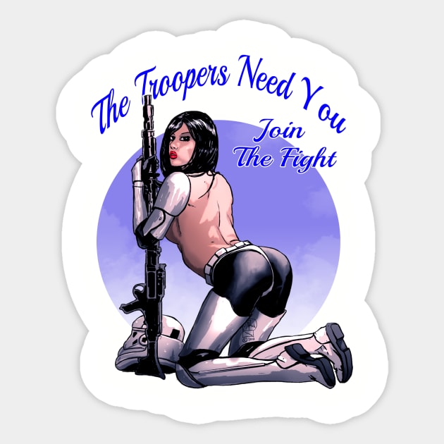 The Trooper Pin Up Sticker by Hellustrations